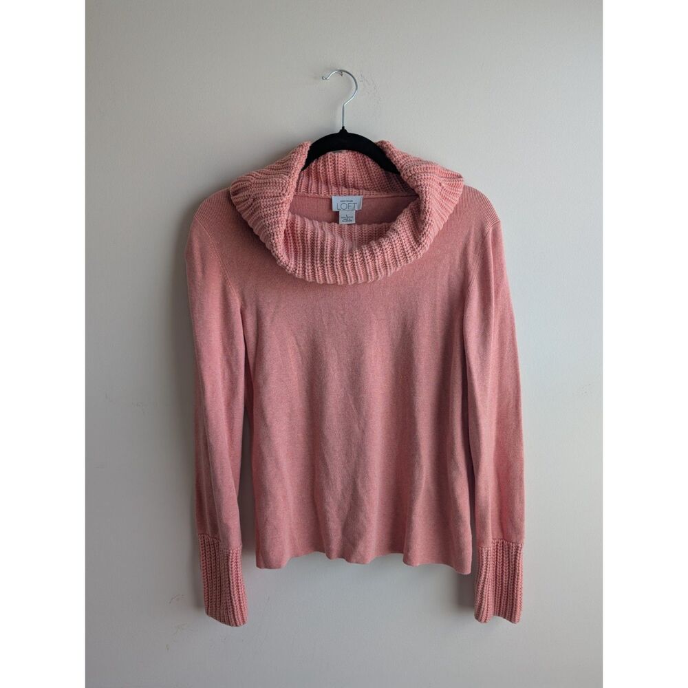 Ann Taylor LOFT women's peach pink cowl neck sweater, LARGE
